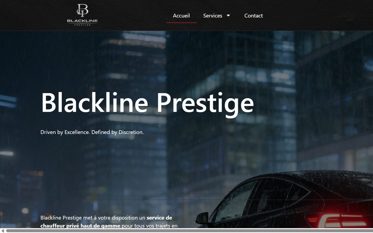 Page d’accueil de Blackline Prestige